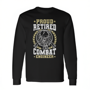T-shirt a maniche lunghe per ingegnere del combattimento in pensione, regalo per veterano militare - Product Image 2