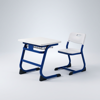 Ensemble table et chaise d'école moderne et minimaliste en ABS, confortable et réglable en hauteur, pour élèves du primaire/secondaire, usage individuel