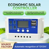 Contrôleur de charge de cellules solaires DC11.1V12.8V PWM noir de contrôleur solaire de réverbère 12V24V10A20A