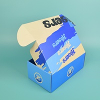 Caja de Cartón Corrugado Azul con Logotipo Personalizado, Embalaje Plano Resistente para Envíos de Comercio Electrónico