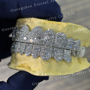 Fondo personalizzato 2 4 6 8 10 mosaico VVS Moissanite Lab Diamond taglio dritto S925 argento 10K 14K oro massiccio denti <span class=keywords><strong>Grillz</strong></span> - Product Image 3
