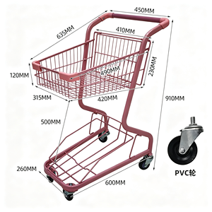 Supermarket Shopping Trolley 340L Large Wire <b>Basket</b> Heavy Duty Silent Wheel Retail Warehouse Cart Rolling Use Use Set Kit - Product Image 4