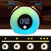 Enceinte sans fil Spotfish avec réveil numérique, design moderne européen, horloge en acrylique, lumière pour réveiller le bébé, lumière du lever du soleil, lumière pour enfant, bureau, table