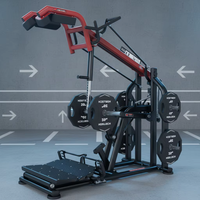 Machine professionnelle de fitness pour hack squat et soulevé de mollets, ciblant les quadriceps, les ischio-jambiers et les mollets