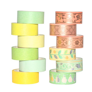 Foreign Trade Source Washi Tape 12 Rolls 3M Green <b>Orange</b> Gold Silver Journal Decoration Craft Supplies - Product Image 4
