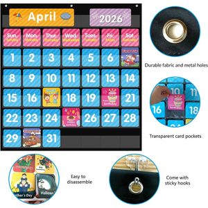 Calendario de Bolsillo Rectangular Minimalista, 25x24 Pulgadas, 44 Bolsillos, Material de PVC, Gestión del Tiempo, Tablero para el Aula, Regreso a Clases - Product Image 3