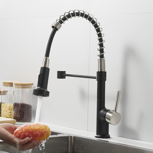 Brass Kitchen Cabinets Taps Single Handle Pull Out 2 Function Sprayer Pull <b>Down</b> Spring Kitchen Tap AT9884DX Pull Out Spray Flexi - Product Image 1