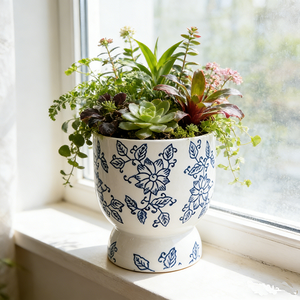 YS <span class=keywords><strong>Vasi</strong></span> Decorativi in Ceramica Blu <span class=keywords><strong>e</strong></span> Bianchi, Fioriere Rotonde in Ceramica per <span class=keywords><strong>Piante</strong></span> da Interno - Product Image 6