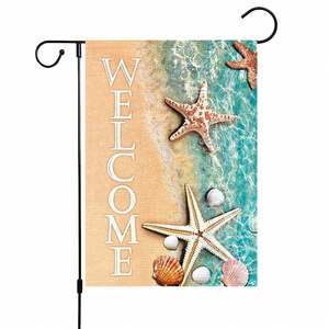 12X18In New Design Burlap Garden Flags Sea Star Welcome Outdoor Decorations for <b>Pool</b> Lake Yard-Display <b>Accessories</b> - Product Image 1