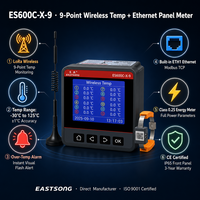 Compteur d'énergie triphasé sans fil EastSong ES600C-X-9 avec capteur de température, LoRa, Ethernet, Modbus TCP, 9 canaux, classe 0.2S