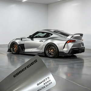 Vinilo PET Brillante para Envoltura de Autos, Color Plata Oscuro Líquido Premium Removible, seguro para la pintura y homologado para circular por la calle para la matriculación de vehículos - Product Image 2