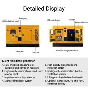 Generador Portátil de 15 kVA, 16 kW, 20 kVA, Trifásico, 60 Hz, con Kit de Ruedas, Generador Industrial Silencioso con Cubierta para Construcción - Product Image 1