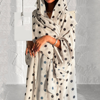 Abaya personnalisée haut de gamme en Nida à pois, doublure douce en mousseline, fermeture à boutons-pression, pour femmes musulmanes, vente en gros d'Abayas islamiques