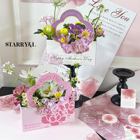 Nouveaux modèles fête des mères fleur bricolage boîte d'emballage portable Kraft papier fleur Arrangement floral wrap matériel en gros