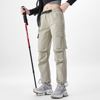 Pantalon cargo vintage pour femme, multi-poches, coupe droite, idéal pour le sport en plein air, la randonnée, la course à pied, coupe-vent, en fibre de polyester, longueur intégrale