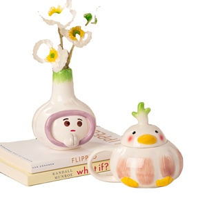 Taza de cerámica pintada a mano con dibujos animados bonitos, taza creativa, taza de <span class=keywords><strong>Patito</strong></span> con tapa, tazas de desayuno de cerámica para el hogar - Product Image 5