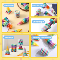 Lot de 4 jouets anti-stress en plastique imprimés en 3D, forme de pyramide impossible, couleurs pastel, gadgets de bureau pour adolescents, adultes, unisexe