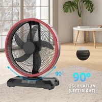 Ventilateur de table portable d'extérieur de 18 pouces avec vent puissant, ventilateur de bureau rechargeable à piles pour le camping et le bureau à domicile