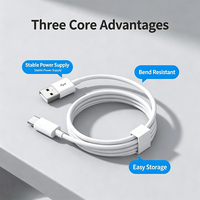 Kabel Pengisian Cepat Tipe-C 1M USB-C USB-A Bahan TPE untuk Ponsel Warna Putih Kompatibel dengan Berbagai Model Ponsel