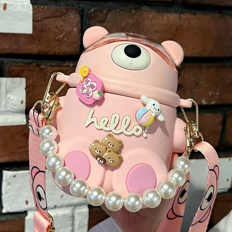 Pink with pearl chain 3D stickers