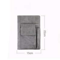 Protège-cahier portable A5 en cuir PU imperméable avec pochette pour stylo et pages intérieures réutilisables