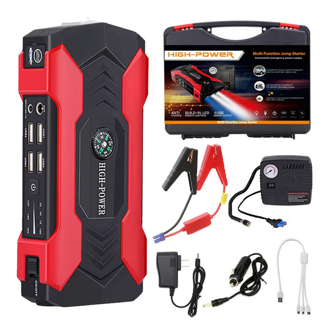 29800mAh 1000A Mini Car Jump Starter With 12V Lithium Battery Power Bank Jump Pack With Air Compressor Booster Charger for Car