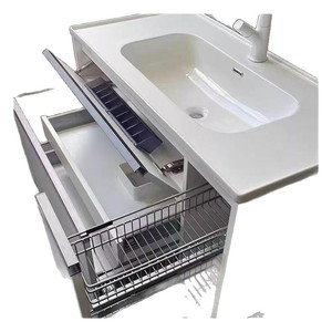 New bathroom cabinet side pull basket washbasin cabinet female ceramic integrated basin smart <b>mirror</b> cabinet - Product Image 4