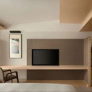 Ensemble de meubles de chambre d'hôtel de luxe, meuble TV en bois, meuble TV de luxe avec cheminée, meuble TV noir - Product Image 1