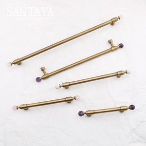 Santaya Antique Brushed Brass Handles Kitchen <strong>Cabinet</strong> Pulls Bedroom Wardrobe Drawer <strong>Knobs</strong> and <strong>Crystal</strong> Furniture Handle - Product Image 2