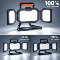 Lampe de chantier LED rechargeable 30W 50W, portable, 3 panneaux, trépied pliable, projecteur USB C pour la construction et la réparation