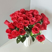 Bouquet de 36 roses artificielles en soie, roses hautement résistantes à l'eau, fausses roses pour mariage, fête, décoration florale et Thanksgiving