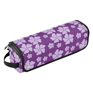 Étui portable pour fer à friser et lisseur, résistant à la chaleur, organiseur de rangement pour outils capillaires, motif fleur hawaïenne violette, sac de voyage pour outils capillaires - Product Image 1