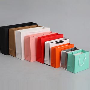 Boutique Luxury Custom Kraft Paper Bags Multi Sizes on Stock-<b>Small</b> to Big Square Bottom for Gift <b>Shopping</b> with Your Own Logo - Product Image 5