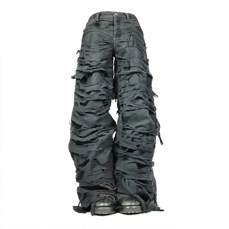 DiZNEW Fabricant de pantalons personnalisé en usine Conception et logo personnalisés Pantalons pour hommes à trous à la mode