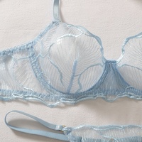 Nouvel ensemble de lingerie sexy en dentelle pour femme 2026, broderie papillon, maille transparente, sans armatures, motif floral, sous-vêtements et vêtements de nuit, vente en gros