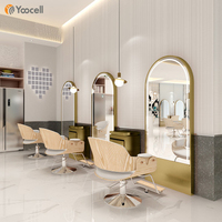 Yoocell Miroir de Salon Décoratif en Cuivre avec Cadre Métallique, Miroir de Coiffure pour Équipement de Salon de Beauté