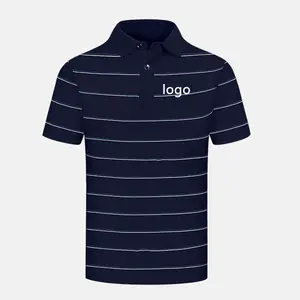 High End Korte Mouwen Borduren Polo Shirt Mannen Gestreepte Knop Omhoog Shirt Golf Polo Shirts Custom Logo Reliëf Gewassen Tshirt