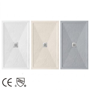 Receveur de <span class=keywords><strong>douche</strong></span> moderne blanc en <span class=keywords><strong>résine</strong></span> de pierre pré-coulée avec texture ardoise pour l'Amérique - Product Image 1