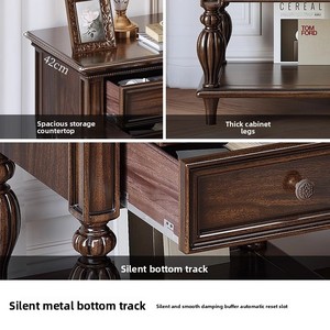 Mesita de noche moderna Retro americana, armario de almacenamiento de madera maciza para dormitorio, armario de almacenamiento grande/pequeño de nogal negro para dormitorio - Product Image 4
