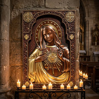 Sculpture en bronze sur mesure « Cœur Immaculé » – Dimensions ajustables et installation par des experts pour espaces sacrés