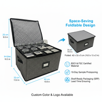 Boîte de rangement carrée pliable en tissu classique à 12 compartiments pour outils