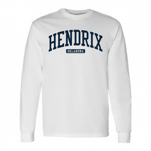 T-Shirt a Maniche Lunghe Premium Stile Universitario Hendrix Oklahoma College, Blu - Prodotto Promozionale - Product Image 2