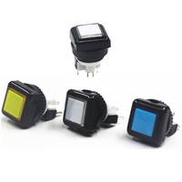 Bouton en plastique éclairé par LED pour jeu d'arcade Chilong 27x27mm (options multicolores rouge/jaune/bleu/vert) boîte en carton