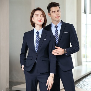 Costume d'affaires pour hommes et femmes, coupe cintrée, quatre pièces, fermeture éclair, mélange de coton, vêtements formels, automne-hiver 2022 - Product Image 4
