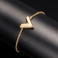 Bracelet fin en acier inoxydable imperméable pour femmes, bijoux simples en forme de V, plaqué or, chaîne réglable, accessoires tendance TGSL5807