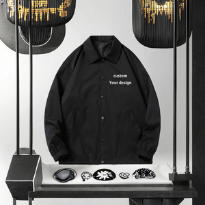 Veste bomber décontractée pour homme, sur mesure, à simple boutonnage, automne, coupe ample, tissu coupe-vent, vente en gros - Product Image 3