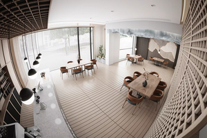 Custom Marble Top Bar Counter | Modern Wooden Furniture for Coffee Shop Interior Design - Product Image 3