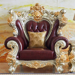 Lüks kraliyet avrupa deri kesit kanepe katı ahşap oyma İskandinav tarzı bütün ev mobilya seti otel Villa daire - Product Image 6