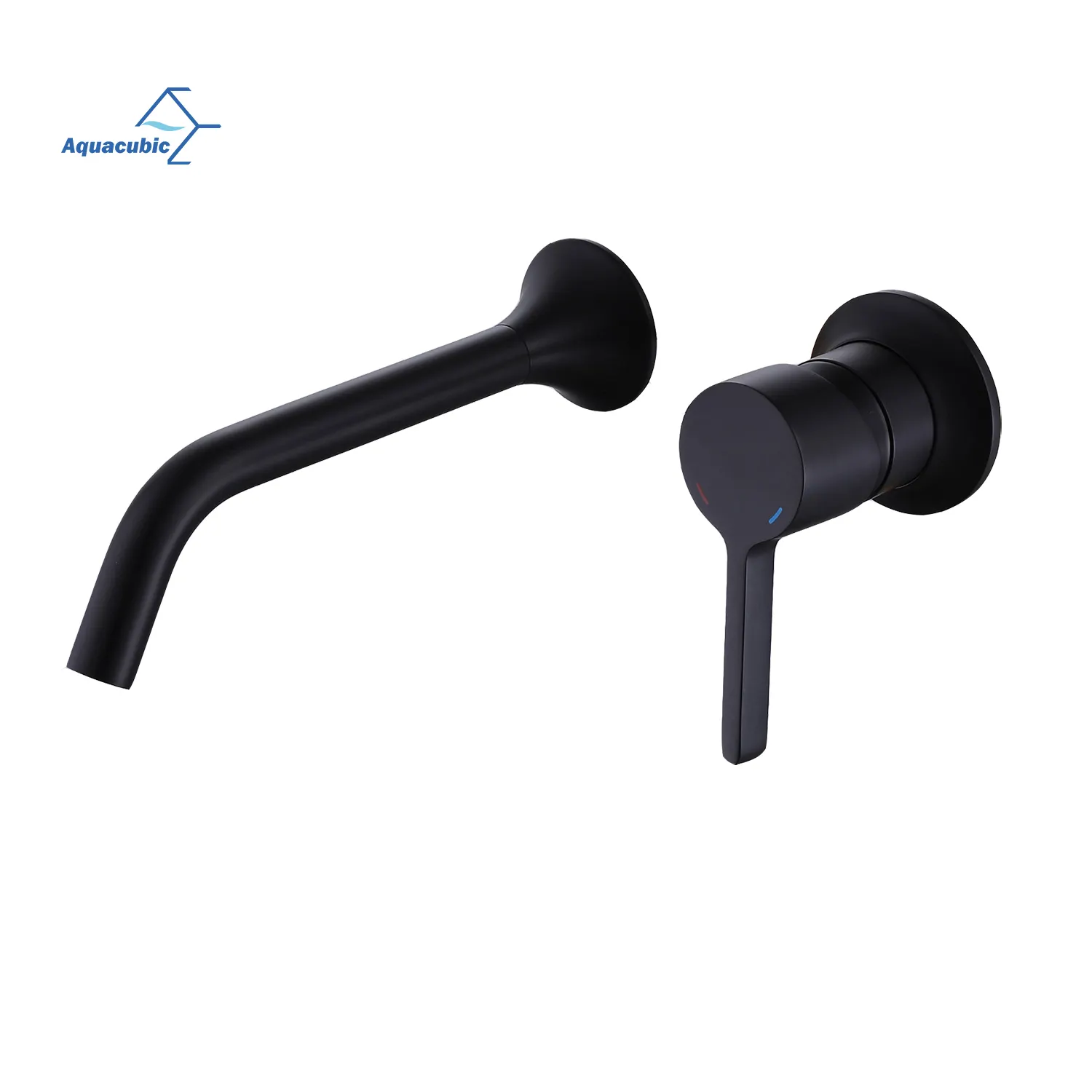 Modern Style Matte Black Color Bathroom Faucet Solid Brass Wall Mounted Basin Tap Mixer