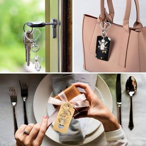 Hot Selling RTS 30 Sets Angel Keychain Favor Bulk Crystal Angel Wing Pendant Organza Bag Thank You Tag Funeral Memorial Gift - Product Image 5